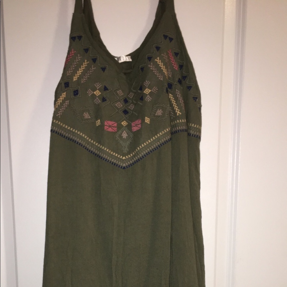 Green boho fringe dress
